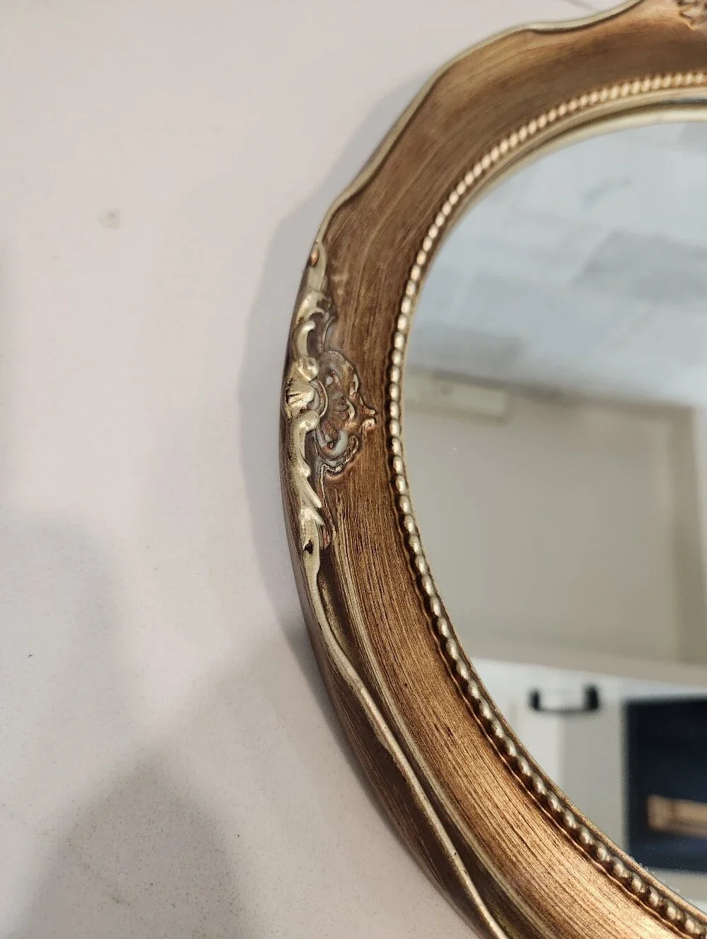 12' Gold Tone Wooden Circular Mirror
